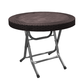 Laura Plastic Round Rattan Foldable Table With Steel Legs 