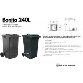 Bonita Sustainable Wheelie Bin 240L